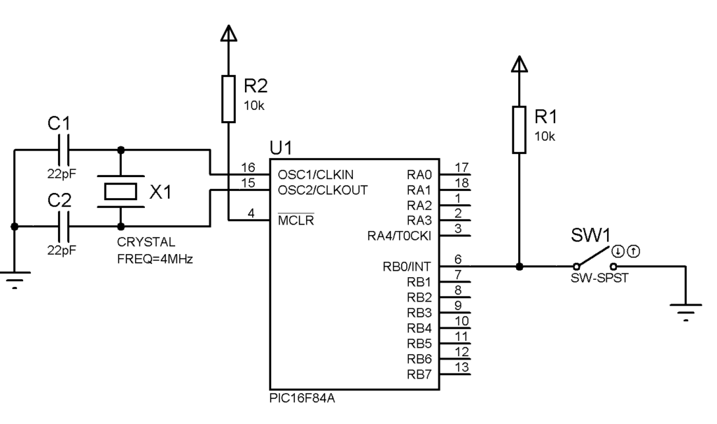 Input Output PIC16F84A circuit