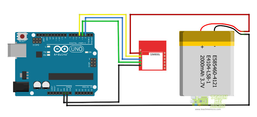 Arduino SIM800L Wiring Diagram