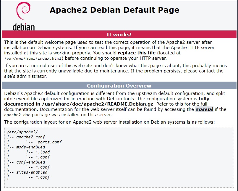 Raspberry Pi Zero Web Server default page