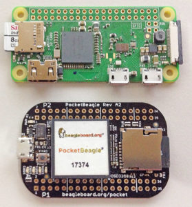 Raspberry Pi Zero vs. PocketBeagle Side by Side