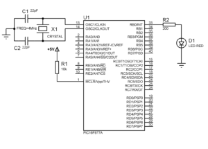 PIC16F877A Blink a LED circuit