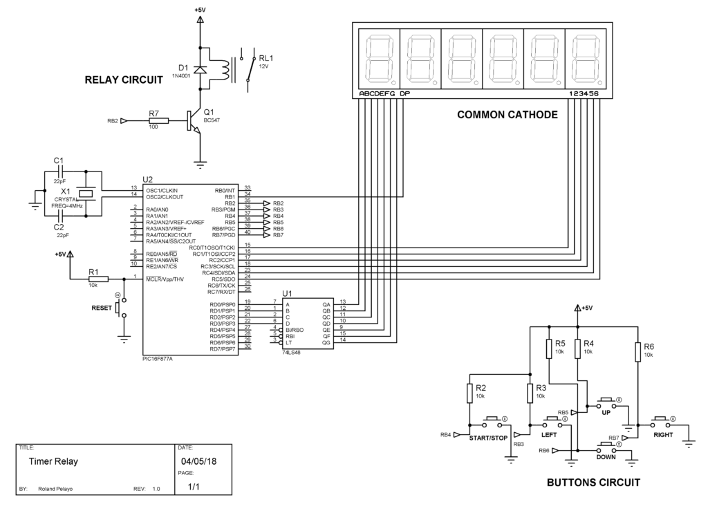 Adjustable Timer with Relay schematic