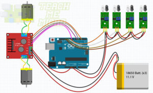 Obstacle avoiding robot Fritzing diagram