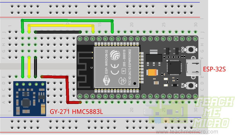ESP32 HMC5883L Wiring Diagram