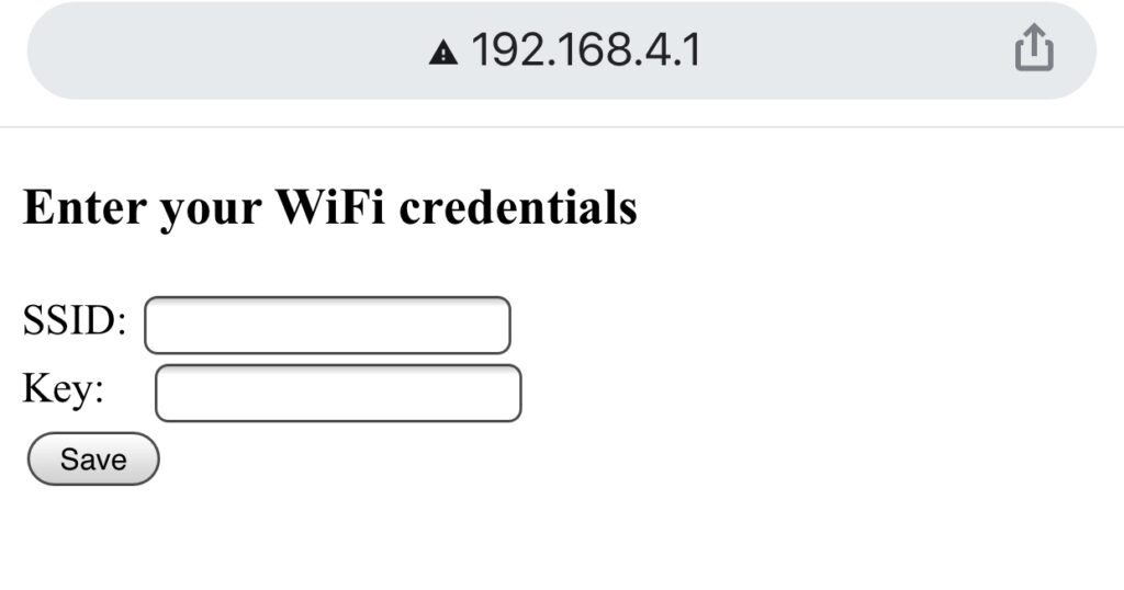 Form for entering WiFi creds