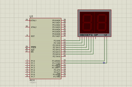 8051 with two seven segment displays