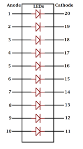 led bar graph showing diodes inside
